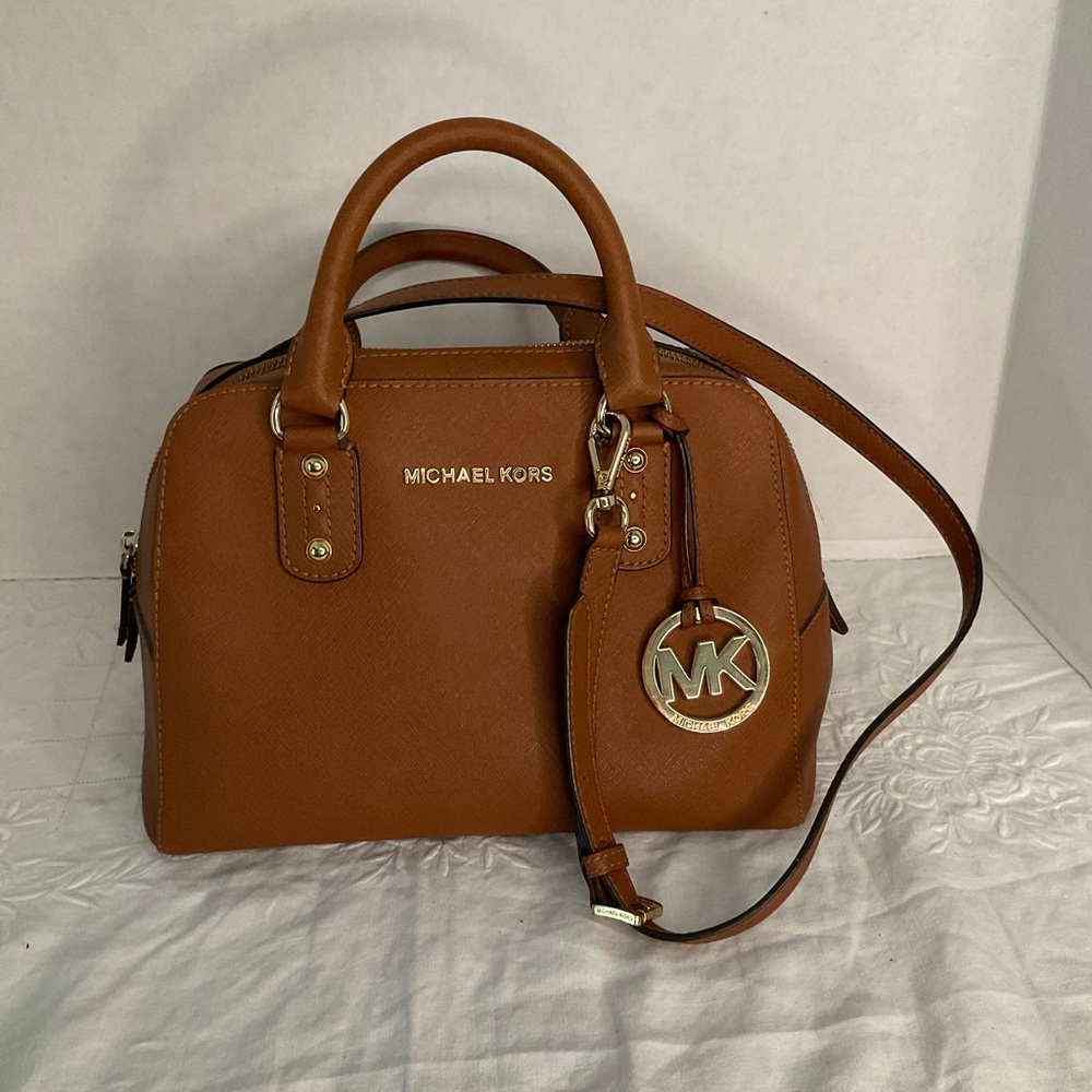 Michael Kors Hope saffiano leather small domed satchel crossbody bag